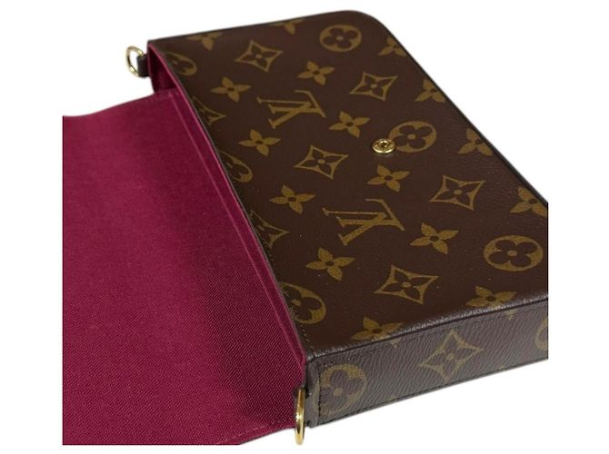 Borsa a Spalla Pochette Felicie Monogram Louis Vuitton Marrone Fuschia - vista 9