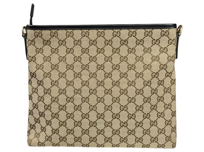 Gucci Sherry Schultertasche aus beigem und braunem GG-Canvas - Ansicht 3
