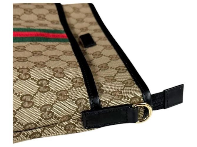 Gucci Sherry Schultertasche aus beigem und braunem GG-Canvas - Ansicht 7