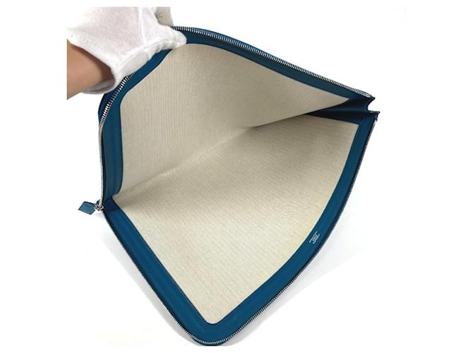 Borsa Clutch Blu Hermès - vista 10