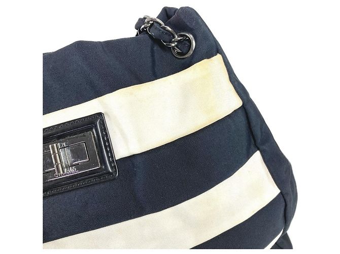 Chanel 2.55 Hardware Border Shoulder Bag Black White - view 9