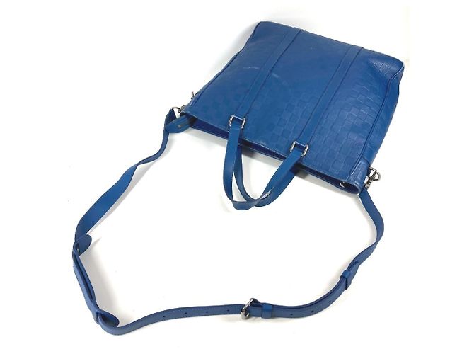 Borsa a tracolla Louis Vuitton Damier Infini Tadao PM Blu - vista 8