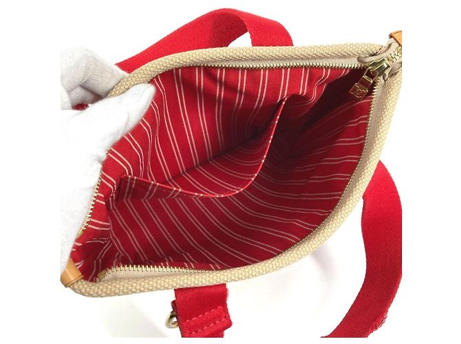 Borsa Tote Louis Vuitton Antigua Cabas PM Rosso Beige - vista 12
