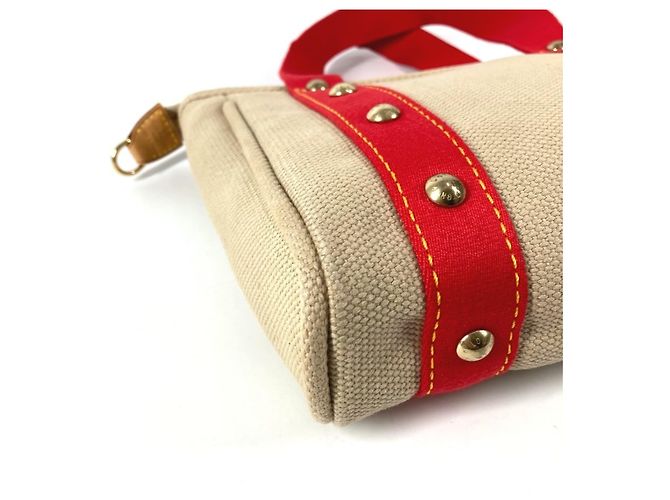 Borsa Tote Louis Vuitton Antigua Cabas PM Rosso Beige - vista 9