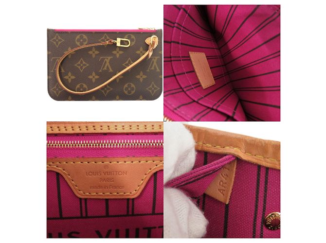 Borsa Louis Vuitton Neverfull PM Marrone Rosa Monogramma - vista 9