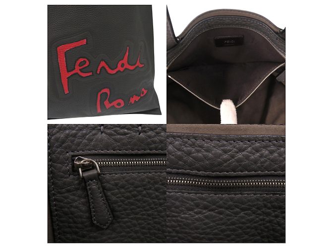 Borsa Tote Piatta Fendi Roma Marrone Rosso - vista 9