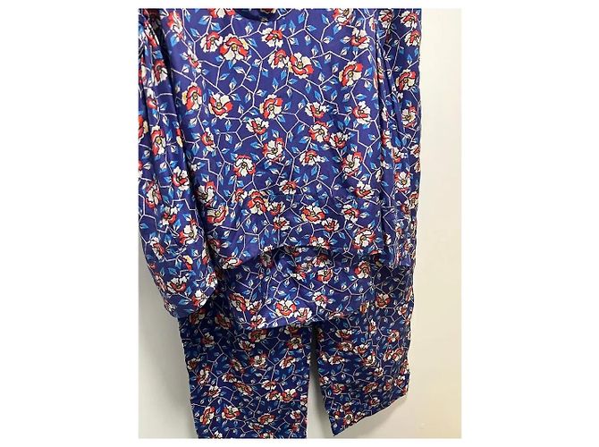 Completo pantalone Isabel Marant in seta blu Blu navy - vista 12
