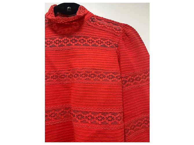 Blusa Isabel Marant Etoile Ria de algodón rojo con encaje Roja - vista 2
