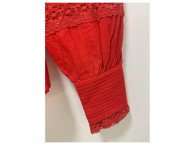 Blusa Isabel Marant Etoile Ria de algodón rojo con encaje Roja - vista 3