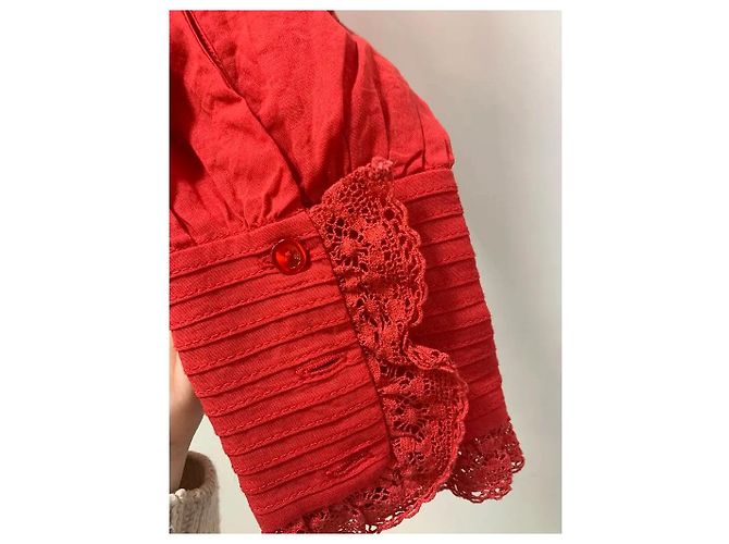 Blusa Isabel Marant Etoile Ria de algodón rojo con encaje Roja - vista 4