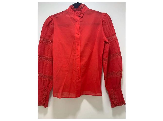 Blusa Isabel Marant Etoile Ria de algodón rojo con encaje Roja - vista 5