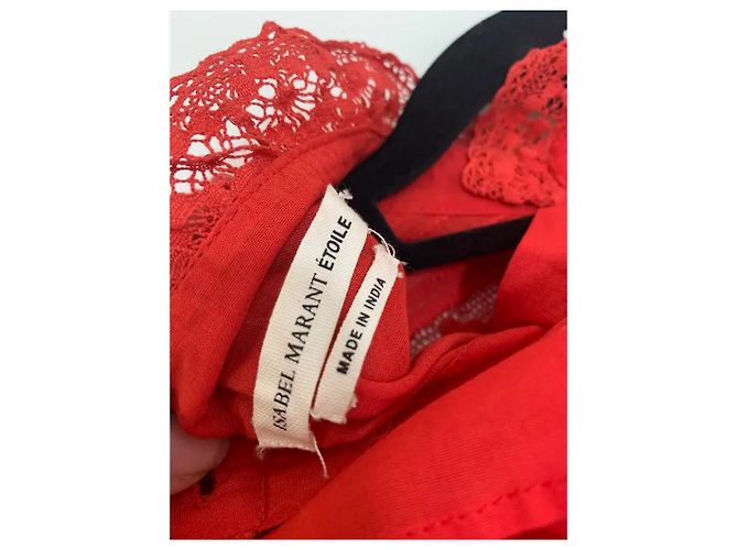 Blusa Isabel Marant Etoile Ria de algodón rojo con encaje Roja - vista 7