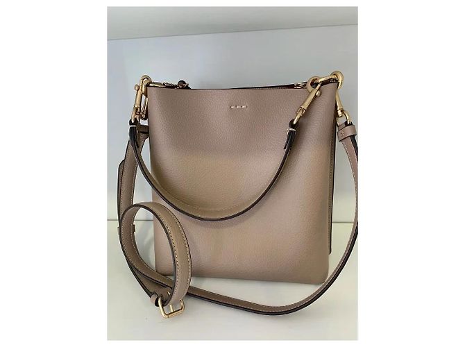 Borsa a spalla Coach Small Town in pelle beige Taupe - vista 4