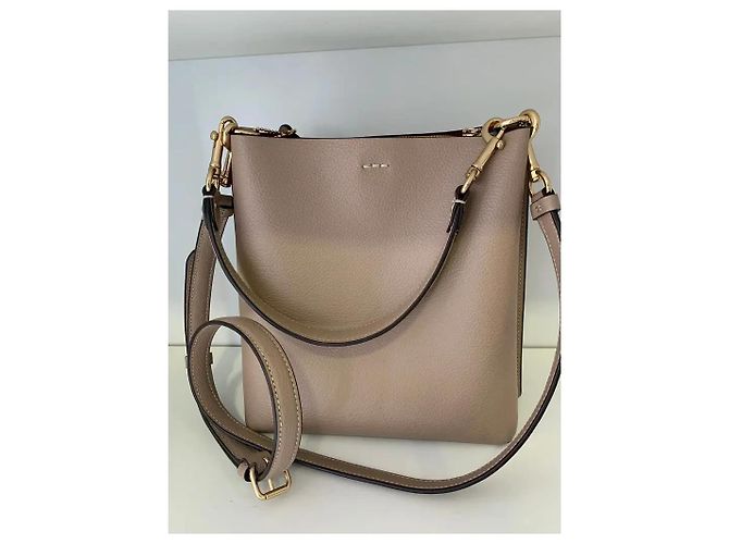 Borsa a spalla Coach Small Town in pelle beige Taupe - vista 5