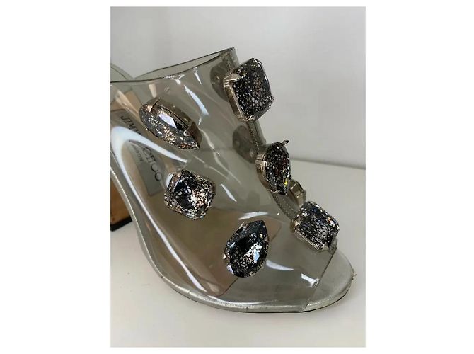 Sandali Jimmy Choo in PVC e cristalli con dettagli in pelle argentata Argento - vista 2