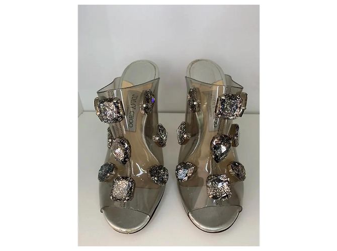 Sandali Jimmy Choo in PVC e cristalli con dettagli in pelle argentata Argento - vista 3