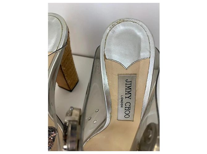 Sandali Jimmy Choo in PVC e cristalli con dettagli in pelle argentata Argento - vista 4