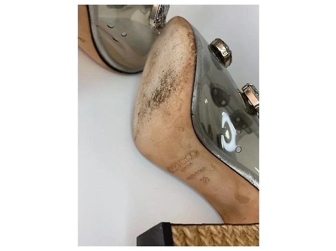Sandali Jimmy Choo in PVC e cristalli con dettagli in pelle argentata Argento - vista 6