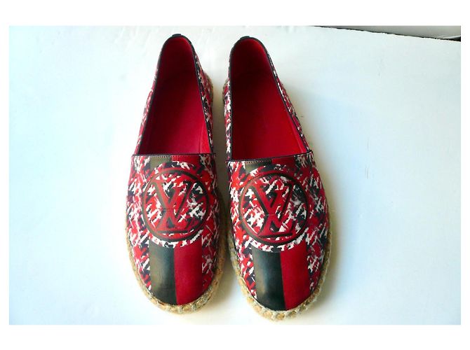 Louis Vuitton Espadrillas in pelle rossa e nera con logo T38 in ottime condizioni Rosso - vista 2