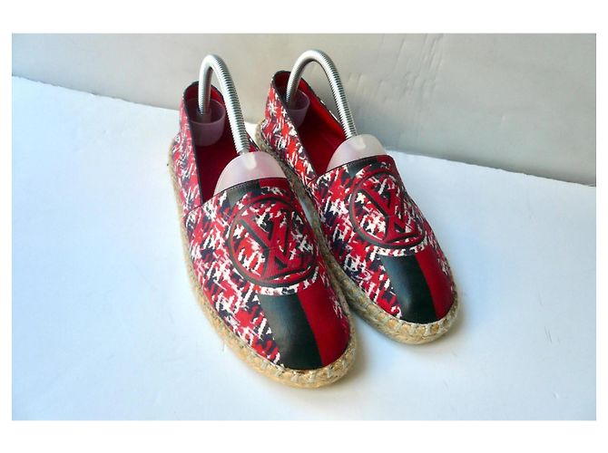 Louis Vuitton Espadrillas in pelle rossa e nera con logo T38 in ottime condizioni Rosso - vista 3