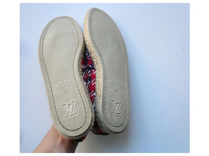 Louis Vuitton Espadrillas in pelle rossa e nera con logo T38 in ottime condizioni Rosso - vista 6