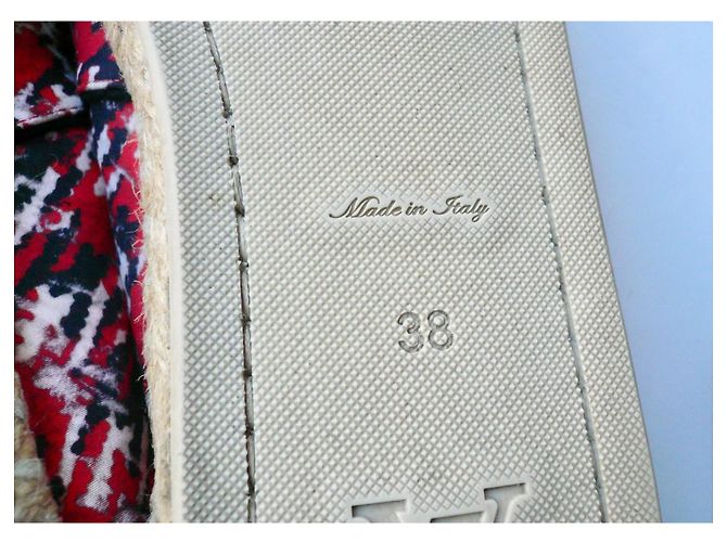 Louis Vuitton Espadrillas in pelle rossa e nera con logo T38 in ottime condizioni Rosso - vista 7