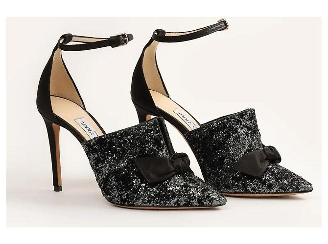 Décolleté Jimmy Choo Prime 100 con cinturino alla caviglia Nero Argento - vista 2