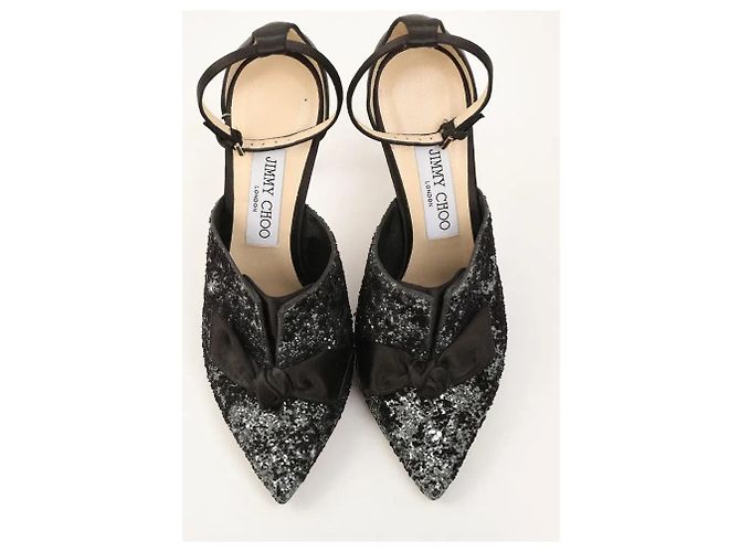 Décolleté Jimmy Choo Prime 100 con cinturino alla caviglia Nero Argento - vista 3