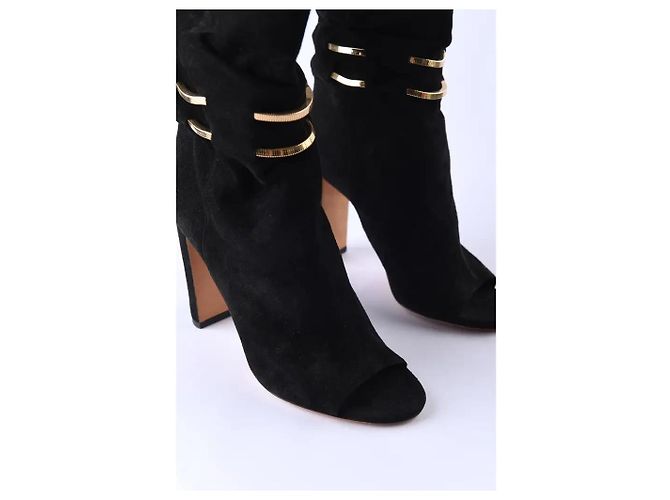 Stivaletti a punta aperta Jimmy Choo in scamosciato nero - vista 3