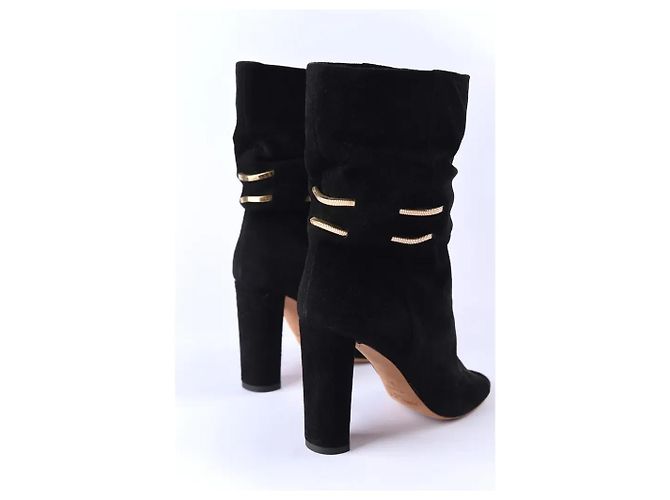 Stivaletti a punta aperta Jimmy Choo in scamosciato nero - vista 4