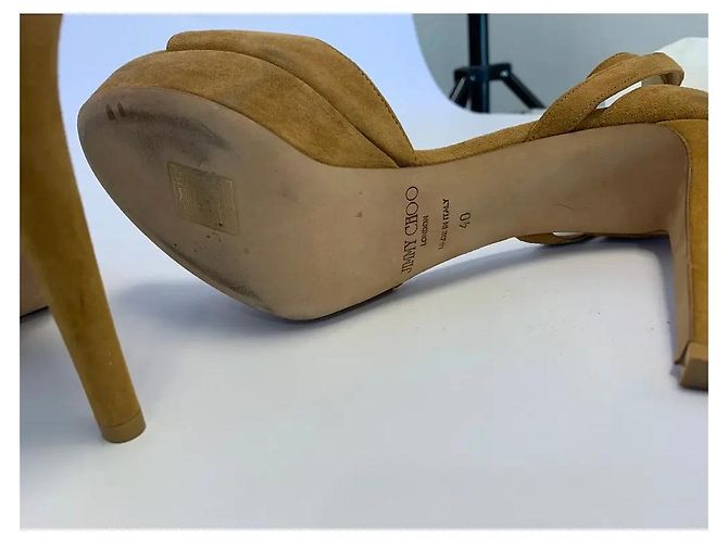 Stivaletti aperti in scamosciato nero Jimmy Choo Kayden Cammello - vista 5