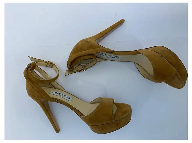 Stivaletti aperti in scamosciato nero Jimmy Choo Kayden Cammello - vista 6