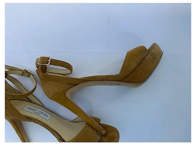 Stivaletti aperti in scamosciato nero Jimmy Choo Kayden Cammello - vista 7