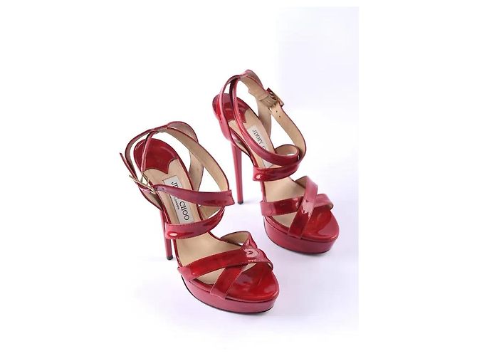 Jimmy Choo Sandalen rotes Lackleder - Ansicht 3