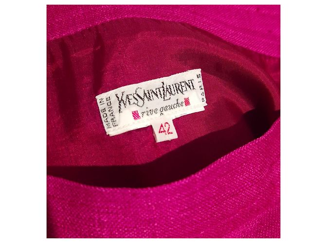 Yves Saint Laurent Vestido de seda fucsia YSL Rive Gauche Rosa - vista 3