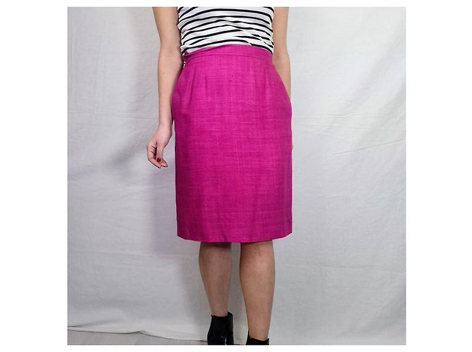 Yves Saint Laurent Vestido de seda fucsia YSL Rive Gauche Rosa - vista 5