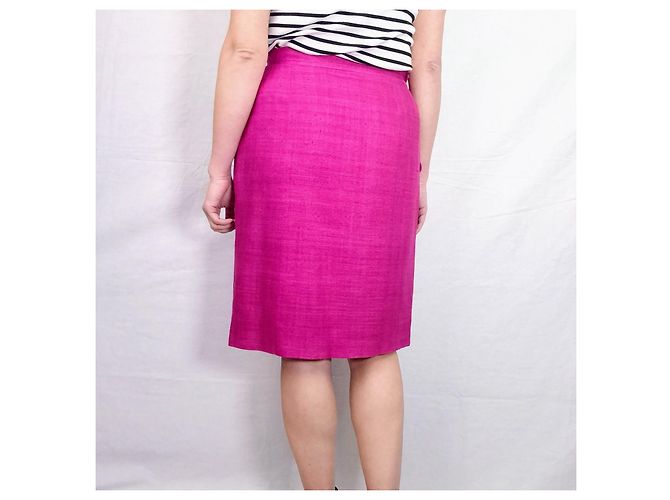 Yves Saint Laurent Vestido de seda fucsia YSL Rive Gauche Rosa - vista 6