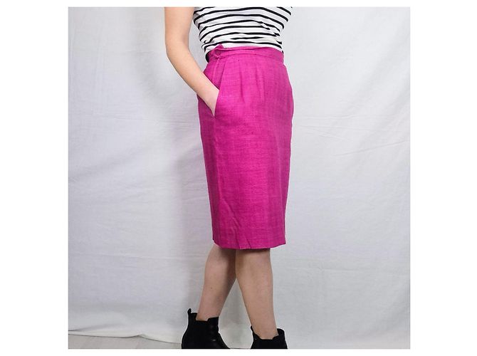 Yves Saint Laurent Vestido de seda fucsia YSL Rive Gauche Rosa - vista 7
