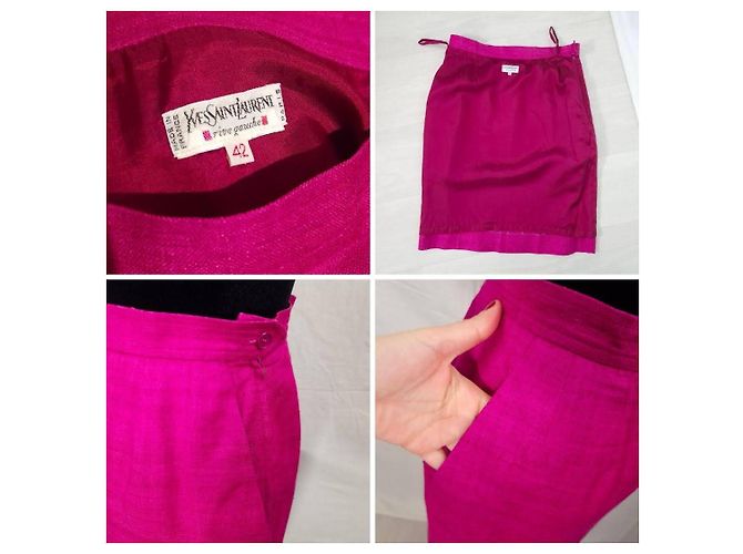 Yves Saint Laurent Vestido de seda fucsia YSL Rive Gauche Rosa - vista 8