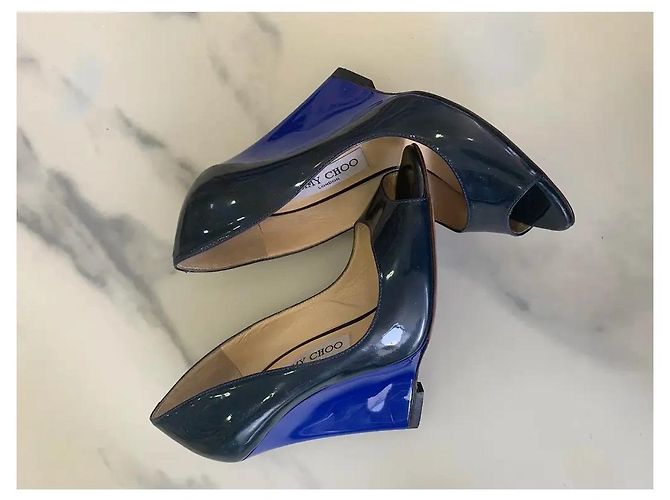Jimmy Choo Open-Toe Wedge-Heels aus bicolor Lackleder Mehrfarben - Ansicht 3