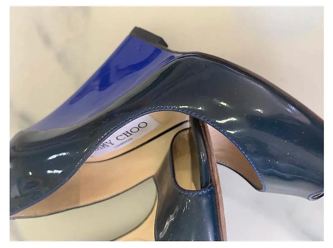 Jimmy Choo Open-Toe Wedge-Heels aus bicolor Lackleder Mehrfarben - Ansicht 4