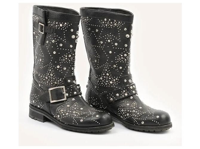 Stivali Biker con Borchie Jimmy Choo in Pelle Nera Nero - vista 2