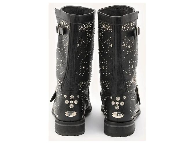 Stivali Biker con Borchie Jimmy Choo in Pelle Nera Nero - vista 4