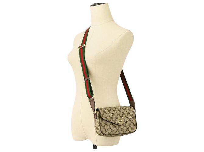 Borsa a Spalla Gucci Ophidia Web Line GG Supreme Marrone - vista 10