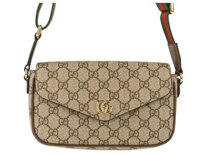 Borsa a Spalla Gucci Ophidia Web Line GG Supreme Marrone - vista 2