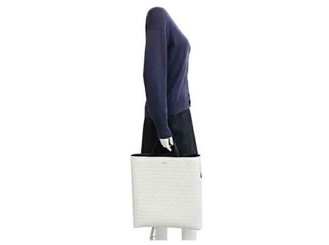 Borsa Tote Prada 2VG113 in pelle nera e bianca Nero Bianco - vista 8