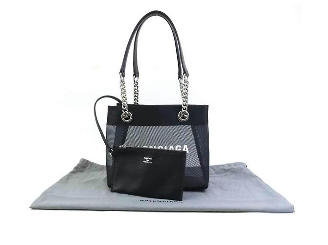 Borsa tote in pelle nera e rete Balenciaga Nero - vista 17