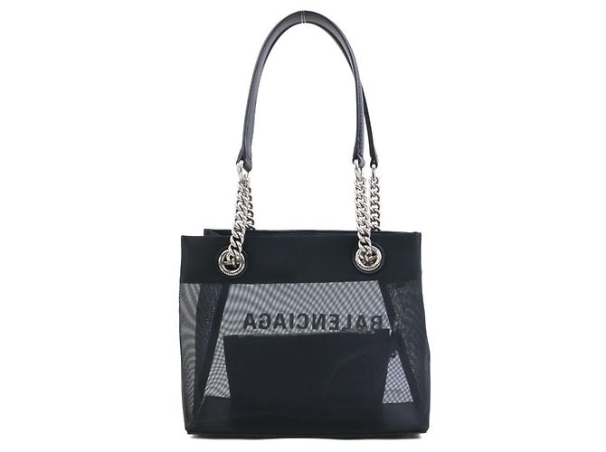 Borsa tote in pelle nera e rete Balenciaga Nero - vista 3