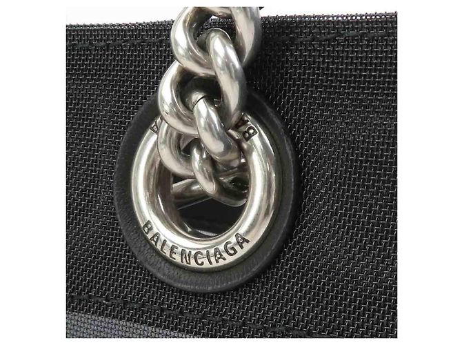 Borsa tote in pelle nera e rete Balenciaga Nero - vista 8