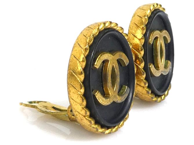 Orecchini a clip Chanel neri e dorati Nero D'oro - vista 2